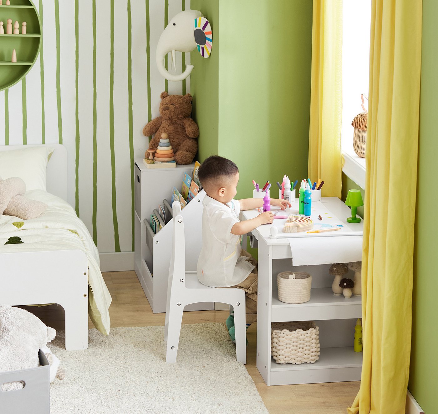 SoBuy Kindersitzgruppe KMB60, Spieltisch Kindermöbel Multifunktions Möbelset, Kindertisch mit 1 Stuhl Kinder Tisch Stuhl Set Maltisch für Kinder – Bild 5 von 5