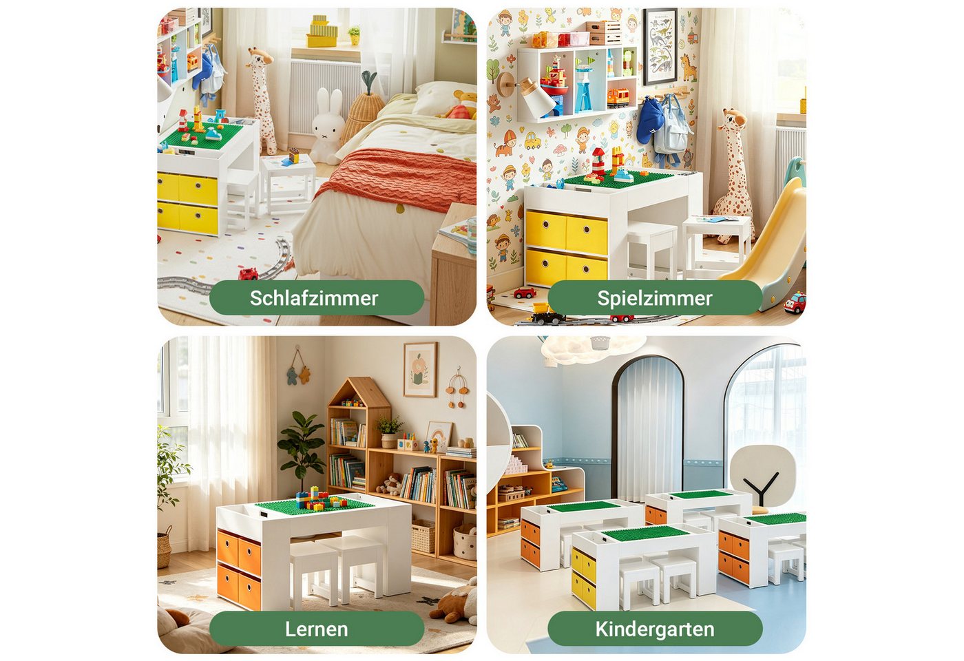 SoBuy Kindersitzgruppe KMB75, Spieltisch Kindermöbel Multifunktions Möbelset, Kindertisch mit 2 Stühlen Kindersitzgruppe Spieltisch Kinder Tisch Set – Bild 4 von 5