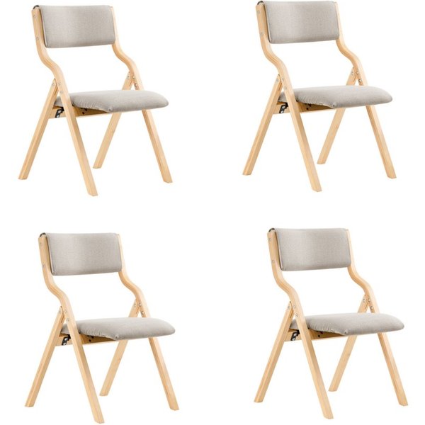SoBuy Klappstuhl FST40, Küchenstuhl, Esszimmerstuhl, Holzstuhl, Faltbar, Küche, Büro, Küchenstuhl mit gepolsterter Sitzfläche und Lehne