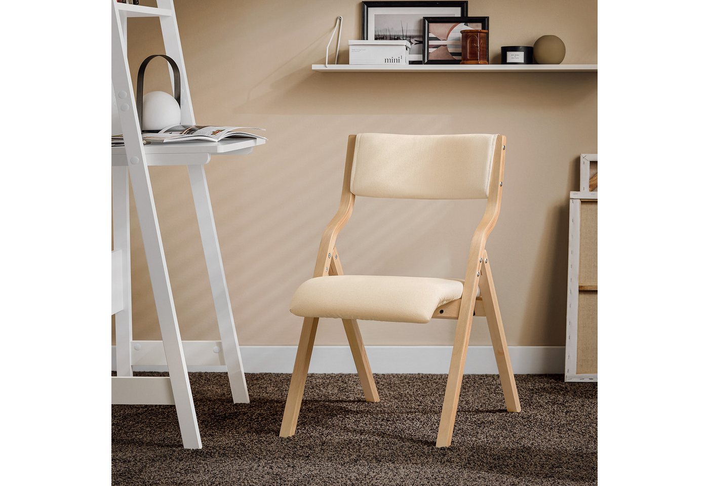 SoBuy Klappstuhl FST40, Küchenstuhl, Esszimmerstuhl, Holzstuhl, Faltbar, Küche, Büro, Küchenstuhl mit gepolsterter Sitzfläche und Lehne – Bild 2 von 5