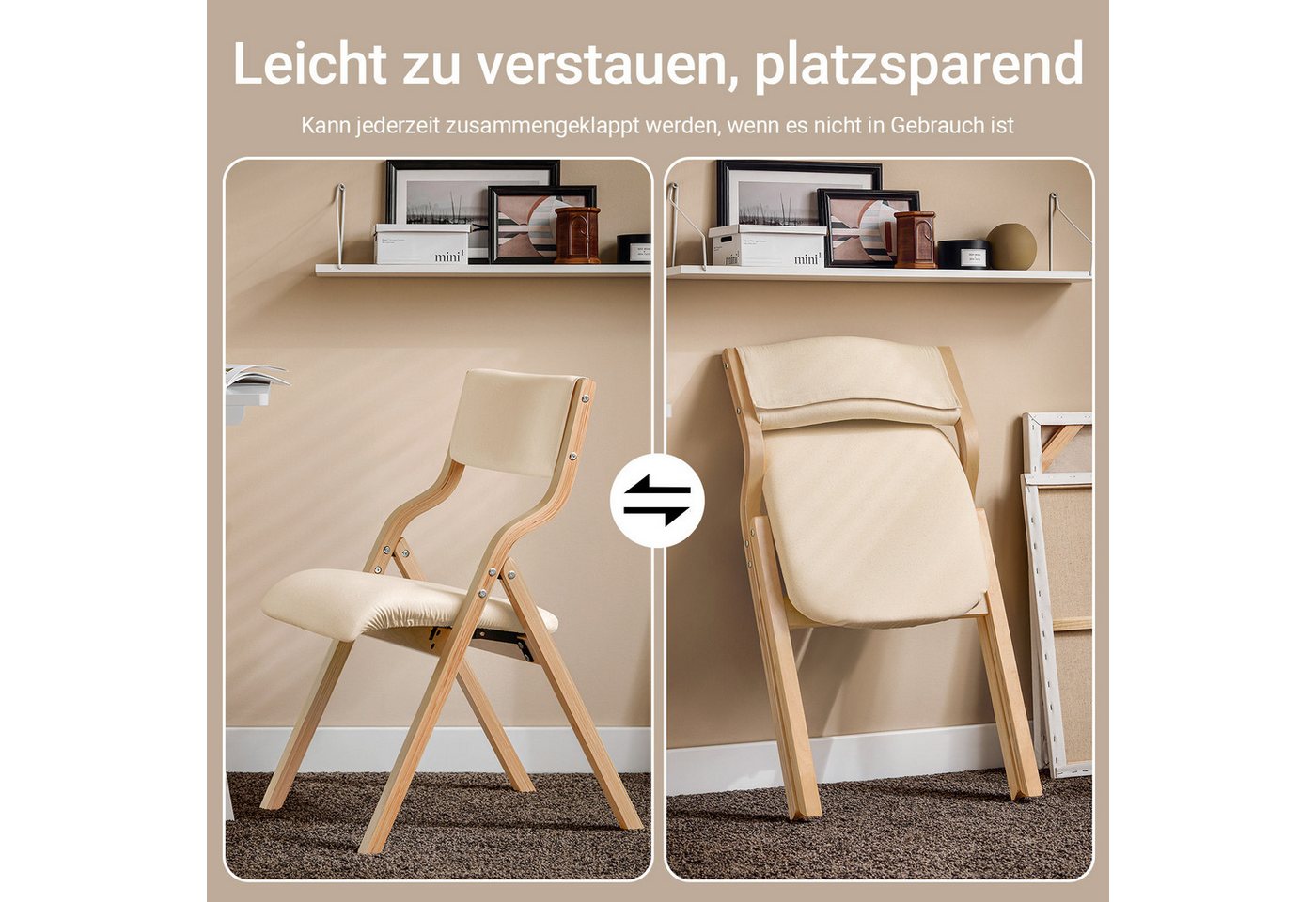 SoBuy Klappstuhl FST40, Küchenstuhl, Esszimmerstuhl, Holzstuhl, Faltbar, Küche, Büro, Küchenstuhl mit gepolsterter Sitzfläche und Lehne – Bild 3 von 5