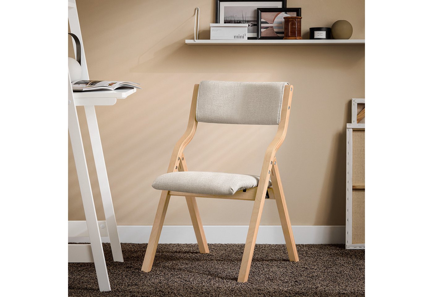SoBuy Klappstuhl FST40, Küchenstuhl, Esszimmerstuhl, Holzstuhl, Faltbar, Küche, Büro, Küchenstuhl mit gepolsterter Sitzfläche und Lehne – Bild 2 von 5