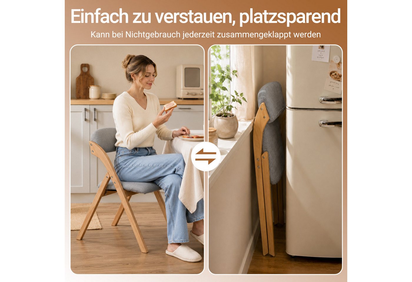 SoBuy Klappstuhl FST92, Esszimmerstuhl Gartenstuhl Klappbar, Küchenstuhl, Holzstuhl, Klappstuhl mit Rückenlehne, bis 120 kg Belastbar, für Balkon & Küche – Bild 2 von 5