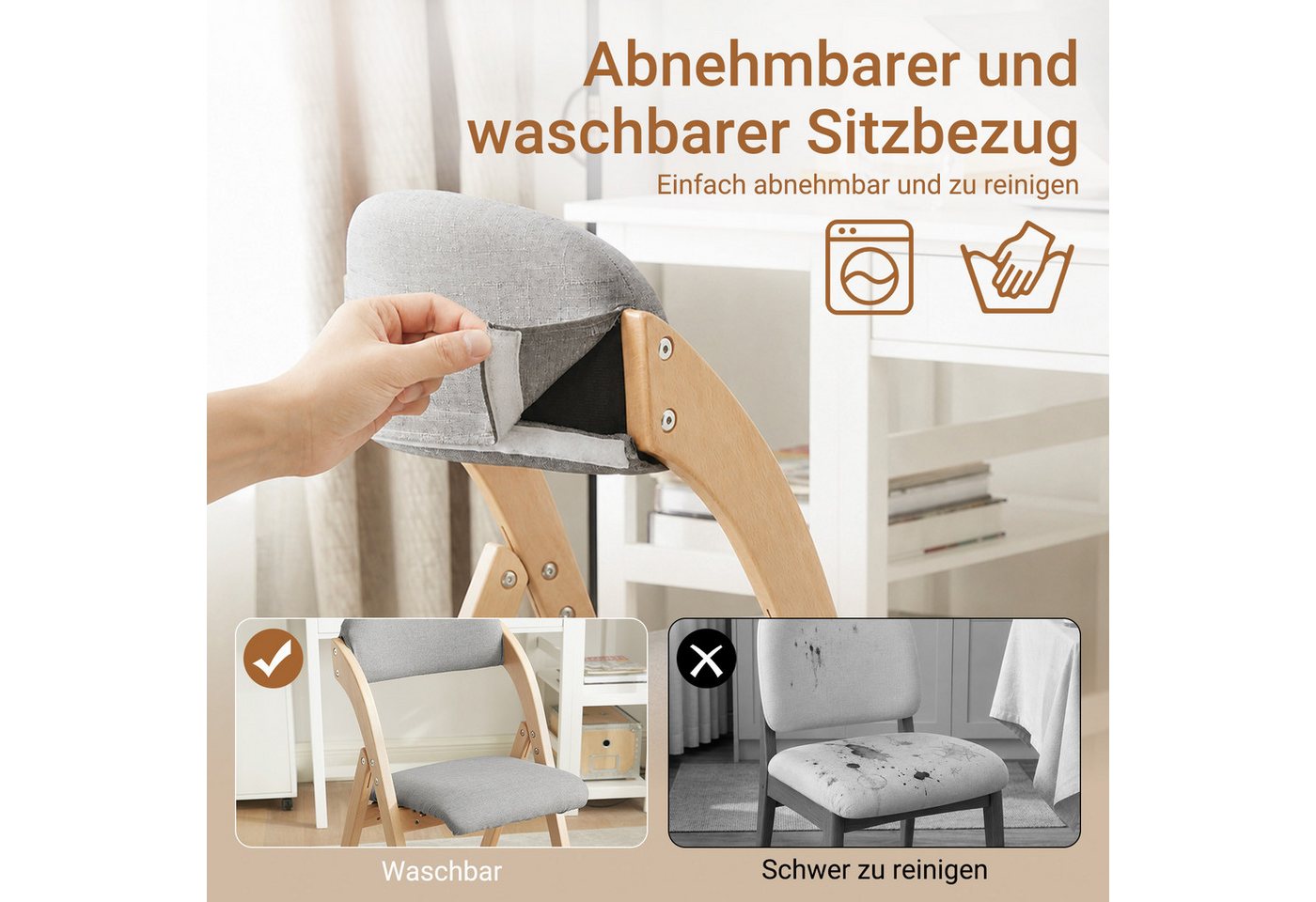 SoBuy Klappstuhl FST92, Esszimmerstuhl Gartenstuhl Klappbar, Küchenstuhl, Holzstuhl, Klappstuhl mit Rückenlehne, bis 120 kg Belastbar, für Balkon & Küche – Bild 5 von 5