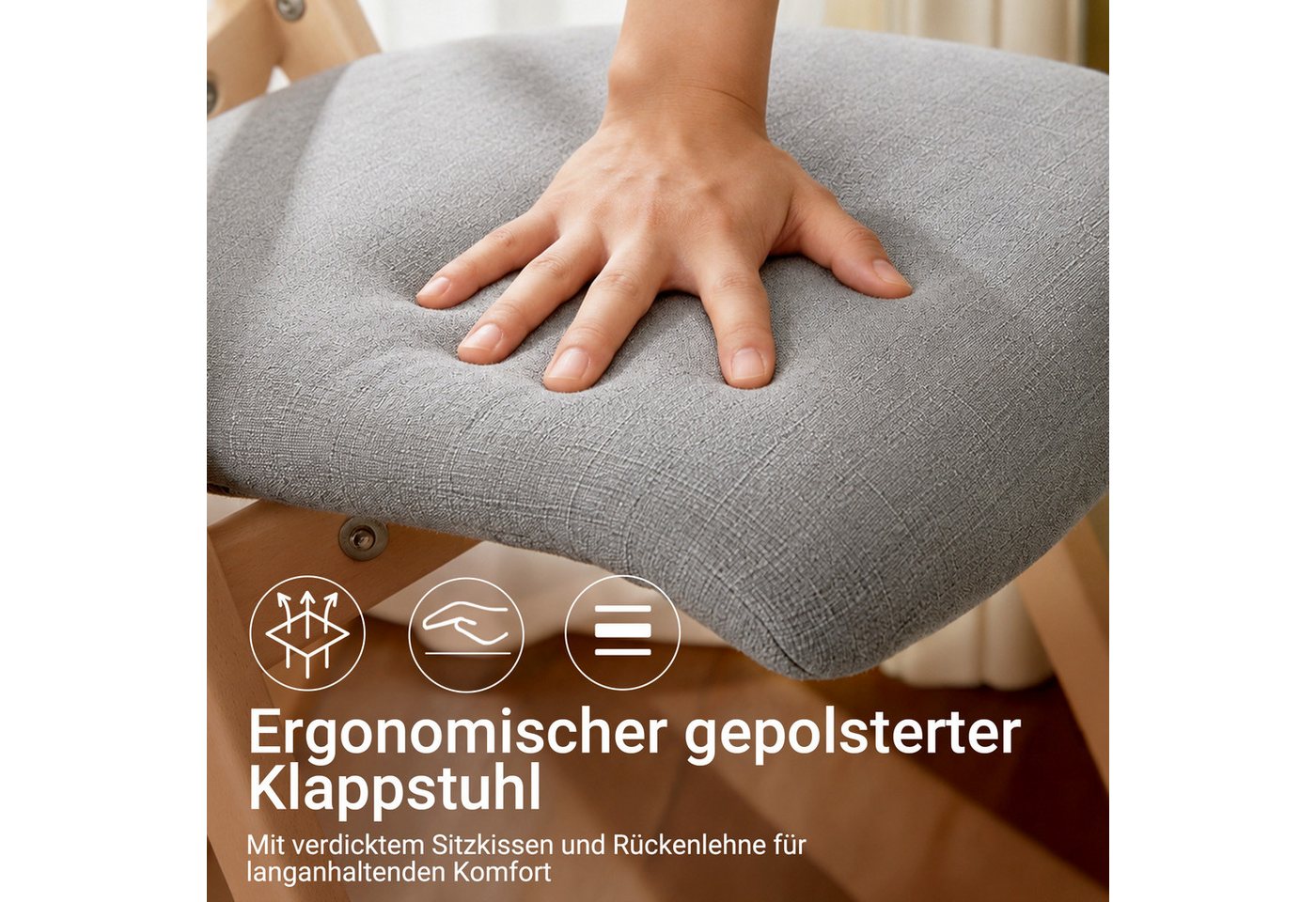SoBuy Klappstuhl FST92, Esszimmerstuhl Gartenstuhl Klappbar, Küchenstuhl, Holzstuhl, Klappstuhl mit Rückenlehne, bis 120 kg Belastbar, für Balkon & Küche – Bild 3 von 5