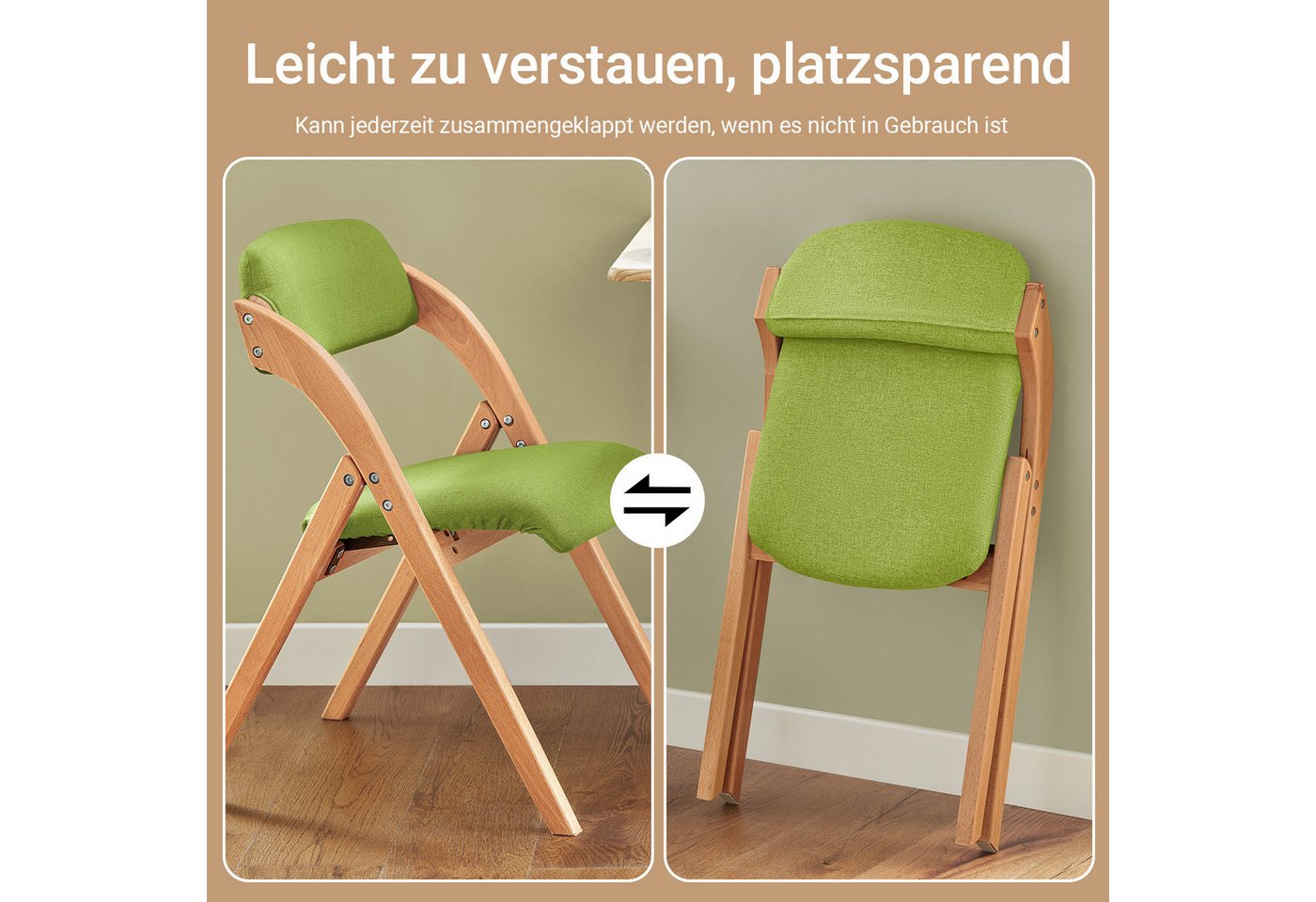 SoBuy Klappstuhl FST92, Klappstuhl Küchenstuhl mit gepolsterter Sitzfläche und Lehne grau – Bild 3 von 5