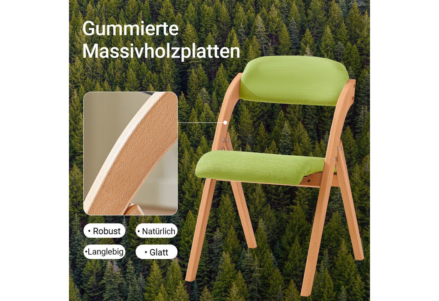 SoBuy Klappstuhl FST92, Klappstuhl Küchenstuhl mit gepolsterter Sitzfläche und Lehne grau – Bild 5 von 5