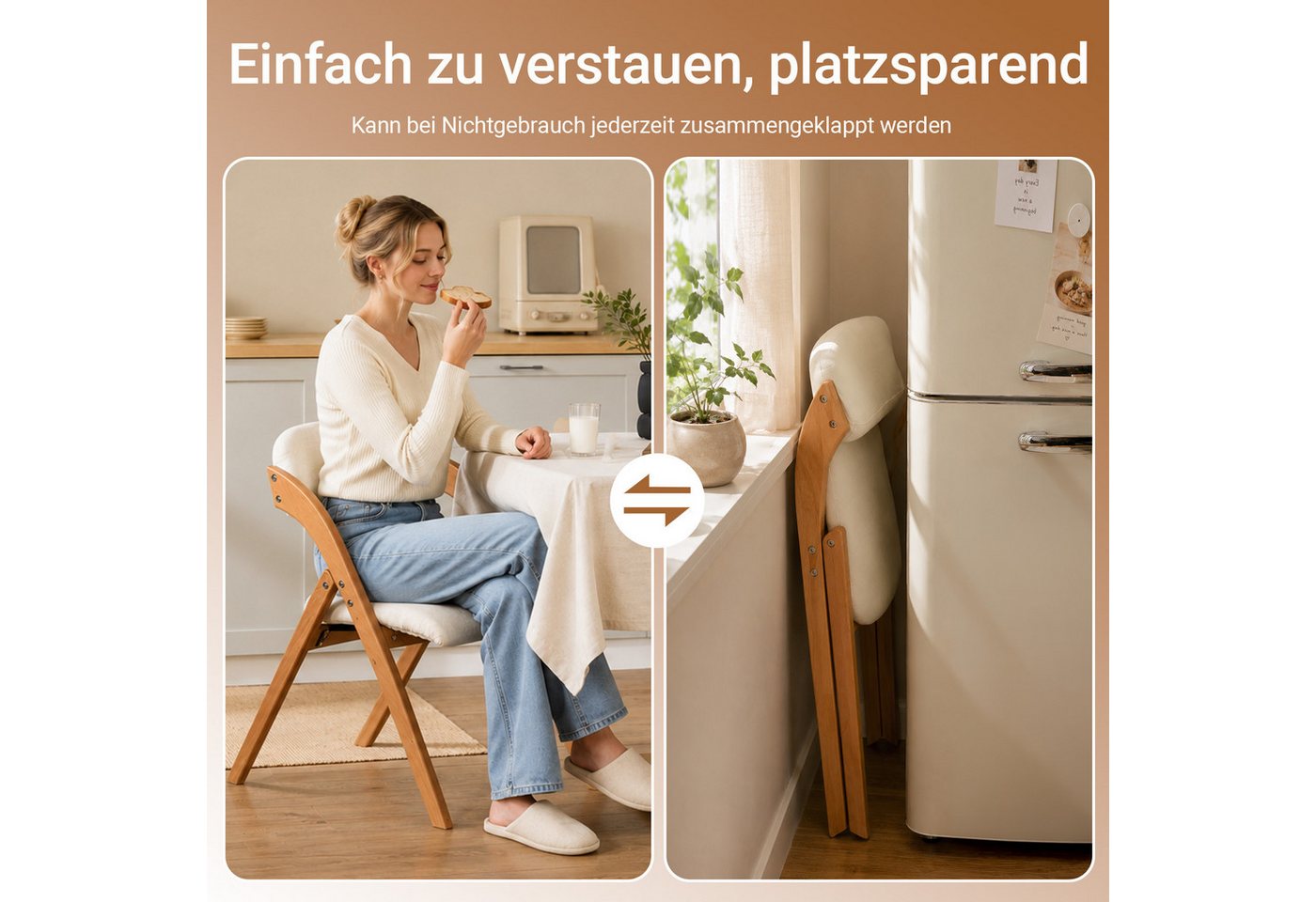 SoBuy Klappstuhl FST92, Esszimmerstuhl Gartenstuhl Klappbar, Küchenstuhl, Holzstuhl, Klappstuhl mit Rückenlehne, bis 120 kg Belastbar, für Balkon & Küche – Bild 2 von 5