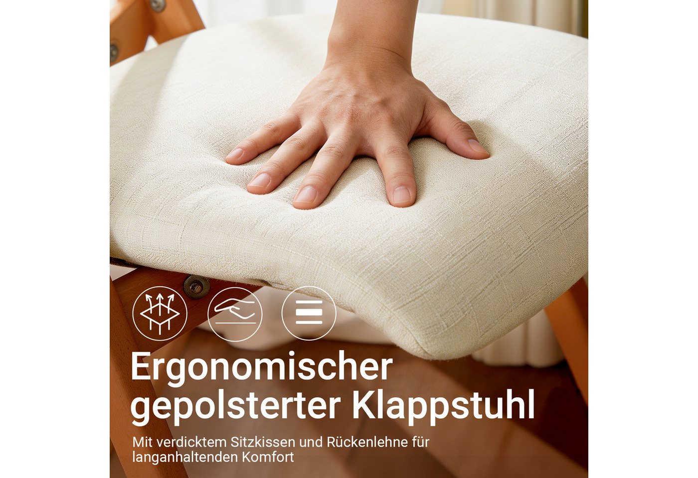 SoBuy Klappstuhl FST92, Esszimmerstuhl Gartenstuhl Klappbar, Küchenstuhl, Holzstuhl, Klappstuhl mit Rückenlehne, bis 120 kg Belastbar, für Balkon & Küche – Bild 3 von 5
