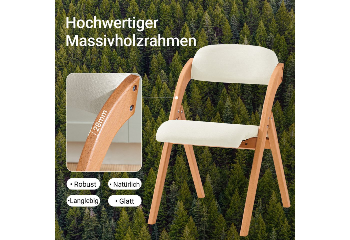 SoBuy Klappstuhl FST92, Esszimmerstuhl Gartenstuhl Klappbar, Küchenstuhl, Holzstuhl, Klappstuhl mit Rückenlehne, bis 120 kg Belastbar, für Balkon & Küche – Bild 5 von 5