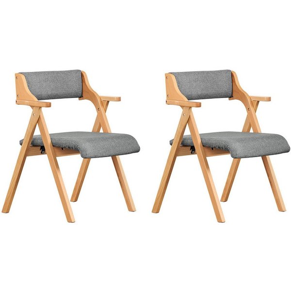 SoBuy Klappstuhl FST98, Holzstuhl Küchenstuhl Esszimmerstuhl klappbar, 4-Fuß-Stühle (2 St), Polsterstuhl mit Rücken- & Armlehne, Bürostuhl, Ergonomisches Design