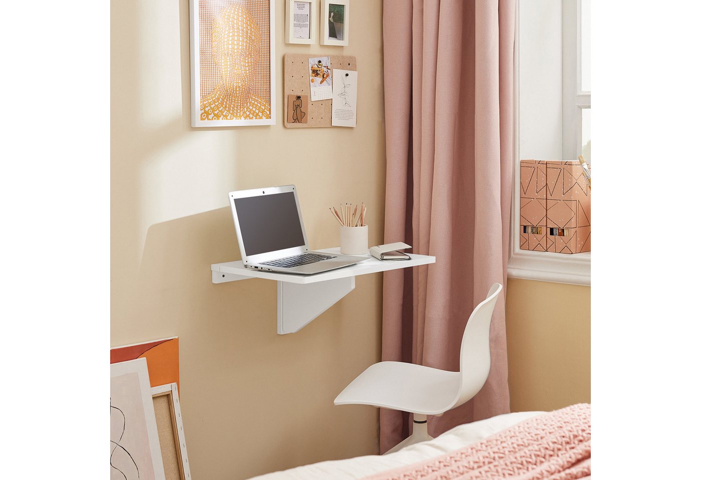 SoBuy Klapptisch FWT03, Faltbarer Esstisch, Klapptisch für Kleine Räume, Wandmontage, Wandklapptisch Küchentisch Esstisch Schreibtisch Kindertisch – Bild 2 von 5