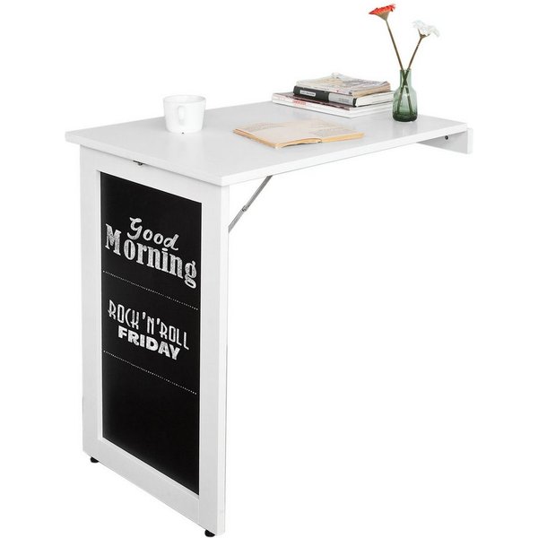 SoBuy Klapptisch FWT20, Wandklapptisch mit Drop-Leaf, Platzsparender Klapptisch, Wandtisch mit Tafel Esstisch Küchentisch Memoboard