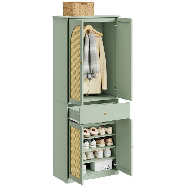 SoBuy Kleiderschrank FSB107, Schlafzimmerschrank, Garderobe, Schrank, für Schlafzimmer Flur Garderobenschrank mit 4 Türen, 1 Schublade und 5 verstellbaren Böden