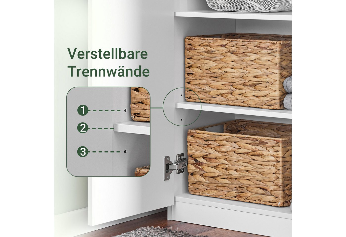 SoBuy Kleiderschrank KSB01, Kleiderschrank mit 2 Türen, Mehrzweckschrank, Flur Schlafzimmer Hochschrank mit 2 Türen Küchenschrank Aufbewahrungsschrank Sideboard – Bild 3 von 5