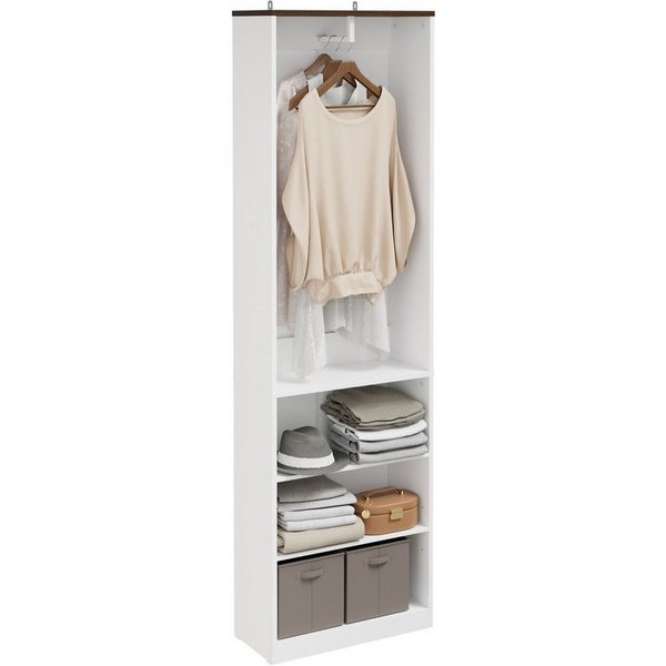 SoBuy Kleiderschrank KSB02/03/04, Drehtürenschrank Mehrzweckschrank, Schrank in 3 Breiten Garderobenschrank mit Türen, Kleiderstange, Einlegeboden, Schlafzimmer