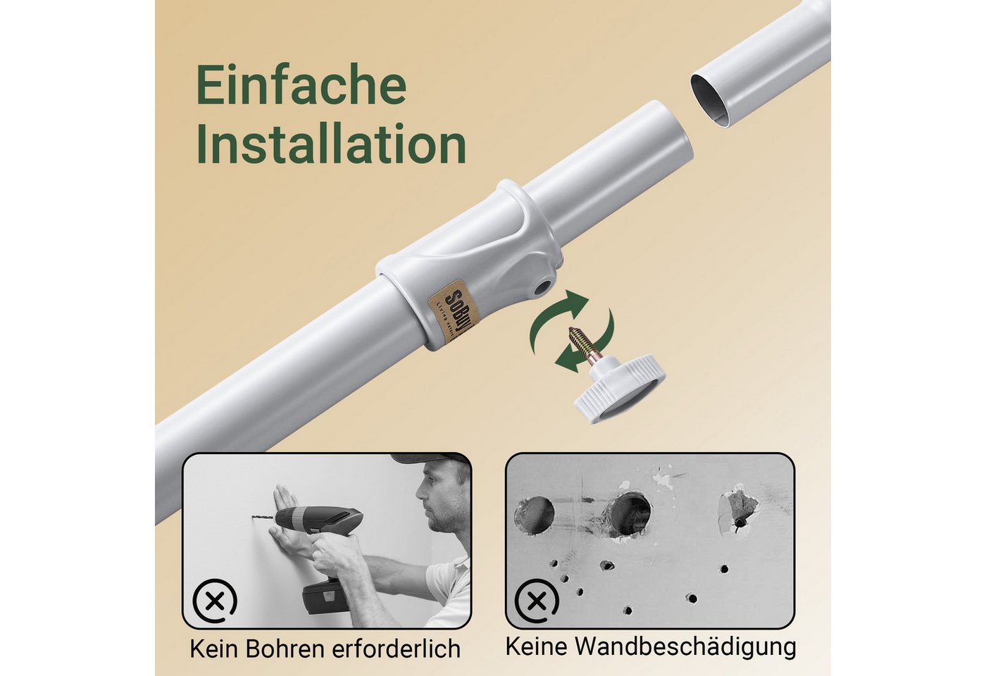 SoBuy Kleiderständer FRG109, deckenhoch, 3-stufige, höhen- und breitenverstellbar, Garderoben System mit 2 Kleiderstangen Regalsystem, Schlafzimmer – Bild 5 von 5