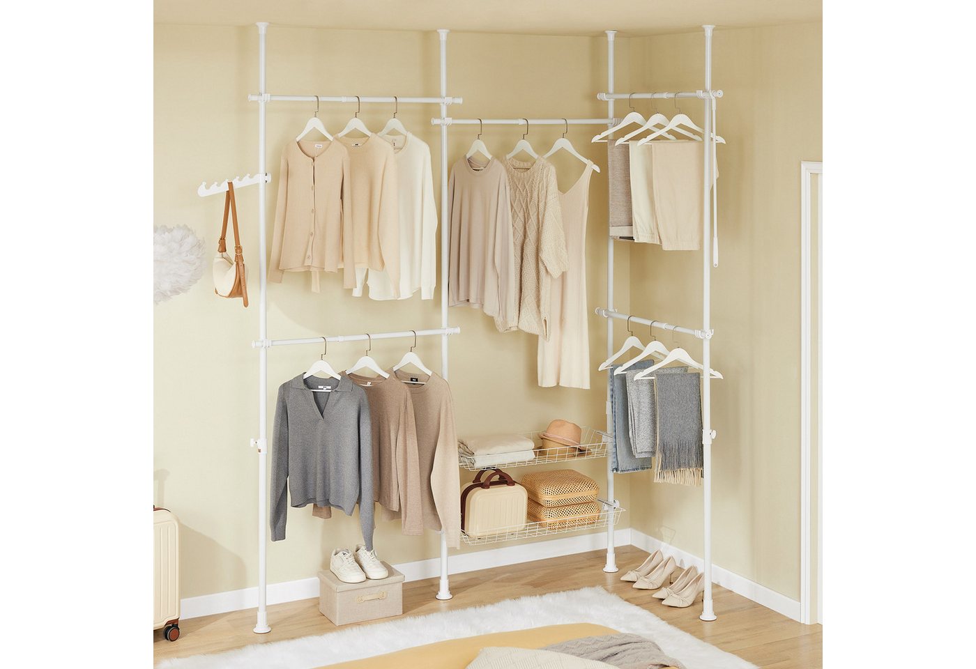SoBuy Kleiderständer KLS04, Garderobenständer Kleiderschrank, verstellbares Regal, Schlafzimmer – Bild 2 von 5