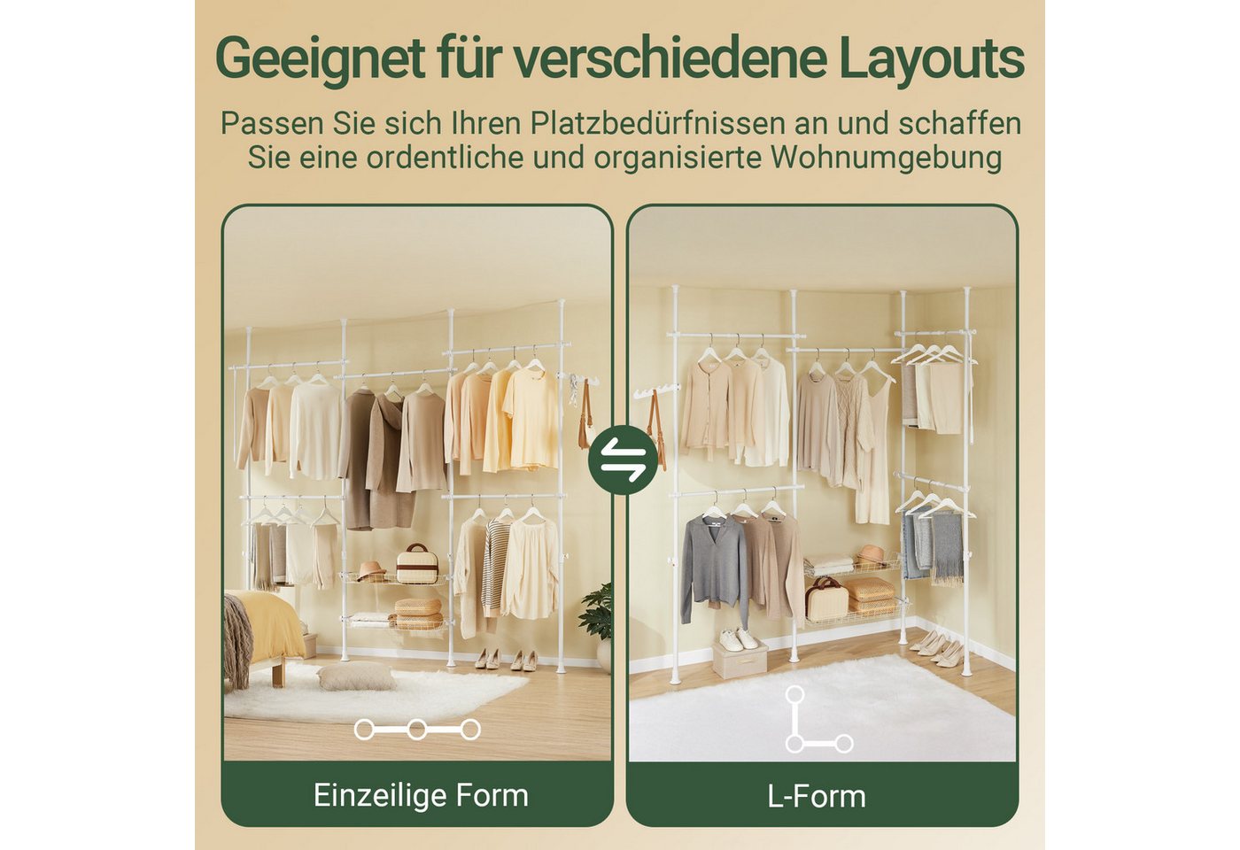 SoBuy Kleiderständer KLS04, Garderobenständer Kleiderschrank, verstellbares Regal, Schlafzimmer – Bild 3 von 5