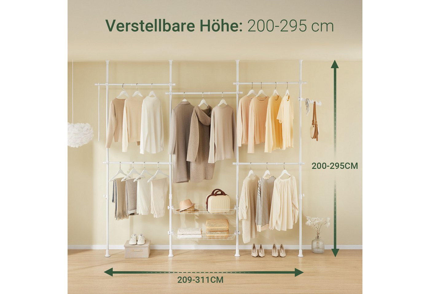 SoBuy Kleiderständer KLS04, Garderobenständer Kleiderschrank, verstellbares Regal, Schlafzimmer – Bild 4 von 5