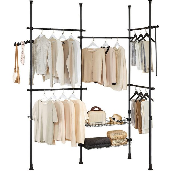 SoBuy Kleiderständer KLS04, Garderobenständer Kleiderschrank, verstellbares Regal, Schlafzimmer
