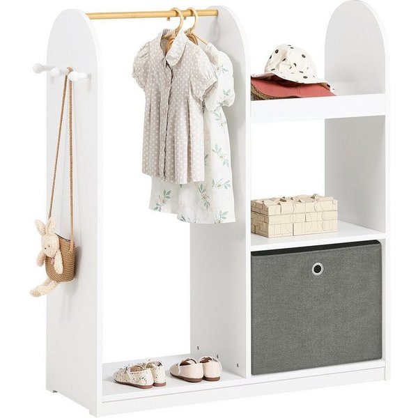 SoBuy Kleiderständer KMB40, Kinderkleiderschrank mit 3 Haken, Kleiderständer Kinder Regal, Kindergarderobe mit 3 Haken Kleiderschrank Kinderregal mit Boxen