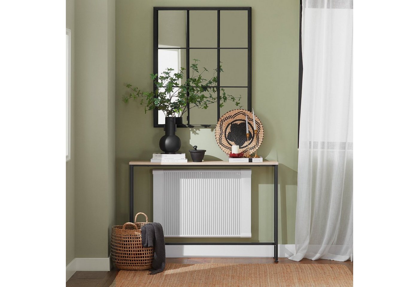 SoBuy Konsolentisch FSB19-XL, Flurtisch schmal, Beistelltisch, Sofatisch Sideboard, Konsolentisch, für Flur Möbel, Büro, schmales Design, Breite 120 cm – Bild 2 von 5