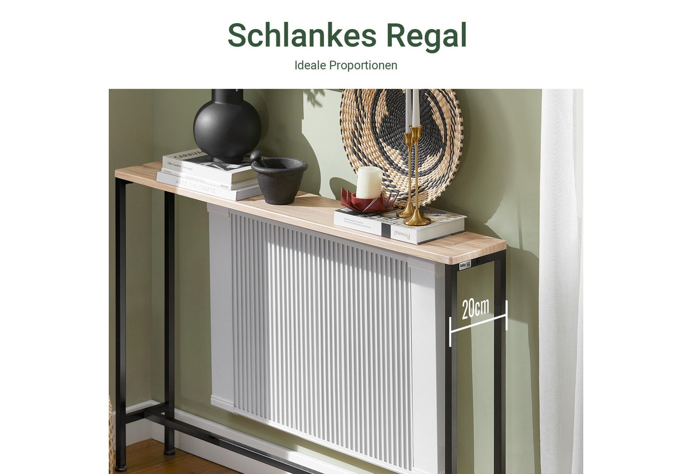 SoBuy Konsolentisch FSB19-XL, Flurtisch schmal, Beistelltisch, Sofatisch Sideboard, Konsolentisch, für Flur Möbel, Büro, schmales Design, Breite 120 cm – Bild 3 von 5