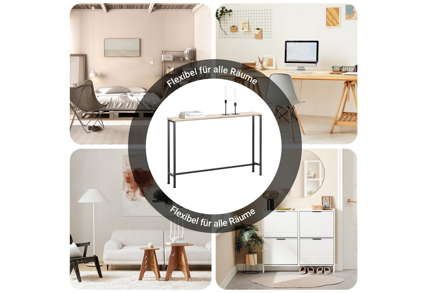 SoBuy Konsolentisch FSB19-XL, Flurtisch schmal, Beistelltisch, Sofatisch Sideboard, Konsolentisch, für Flur Möbel, Büro, schmales Design, Breite 120 cm – Bild 4 von 5