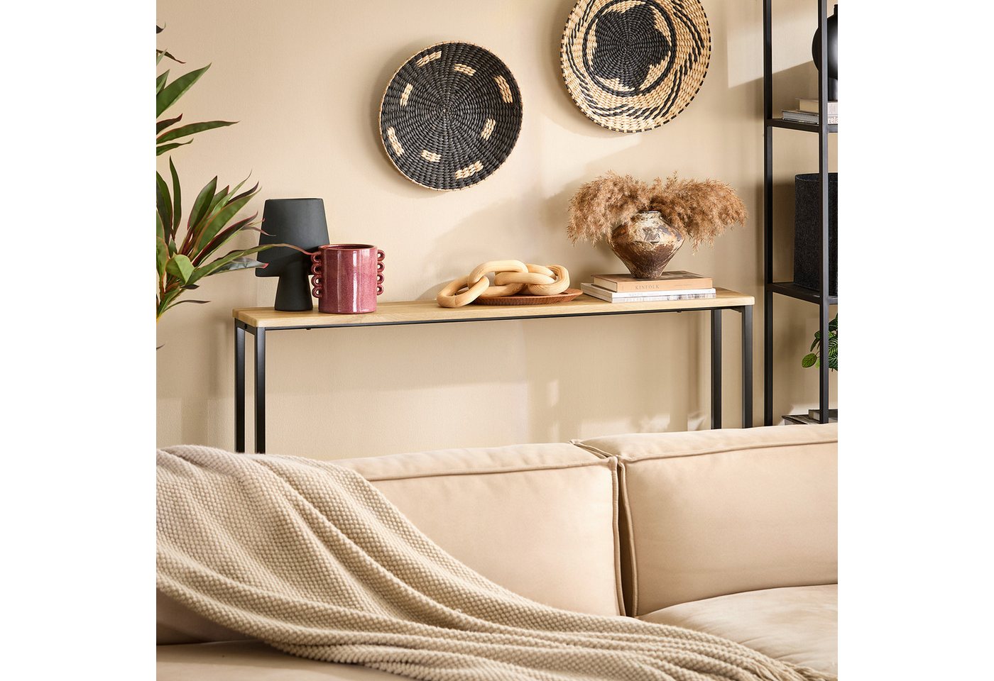 SoBuy Konsolentisch FSB19-XL, Flurtisch schmal, Beistelltisch, Sofatisch Sideboard, Konsolentisch, für Flur Möbel, Büro, schmales Design, Breite 120 cm – Bild 3 von 5