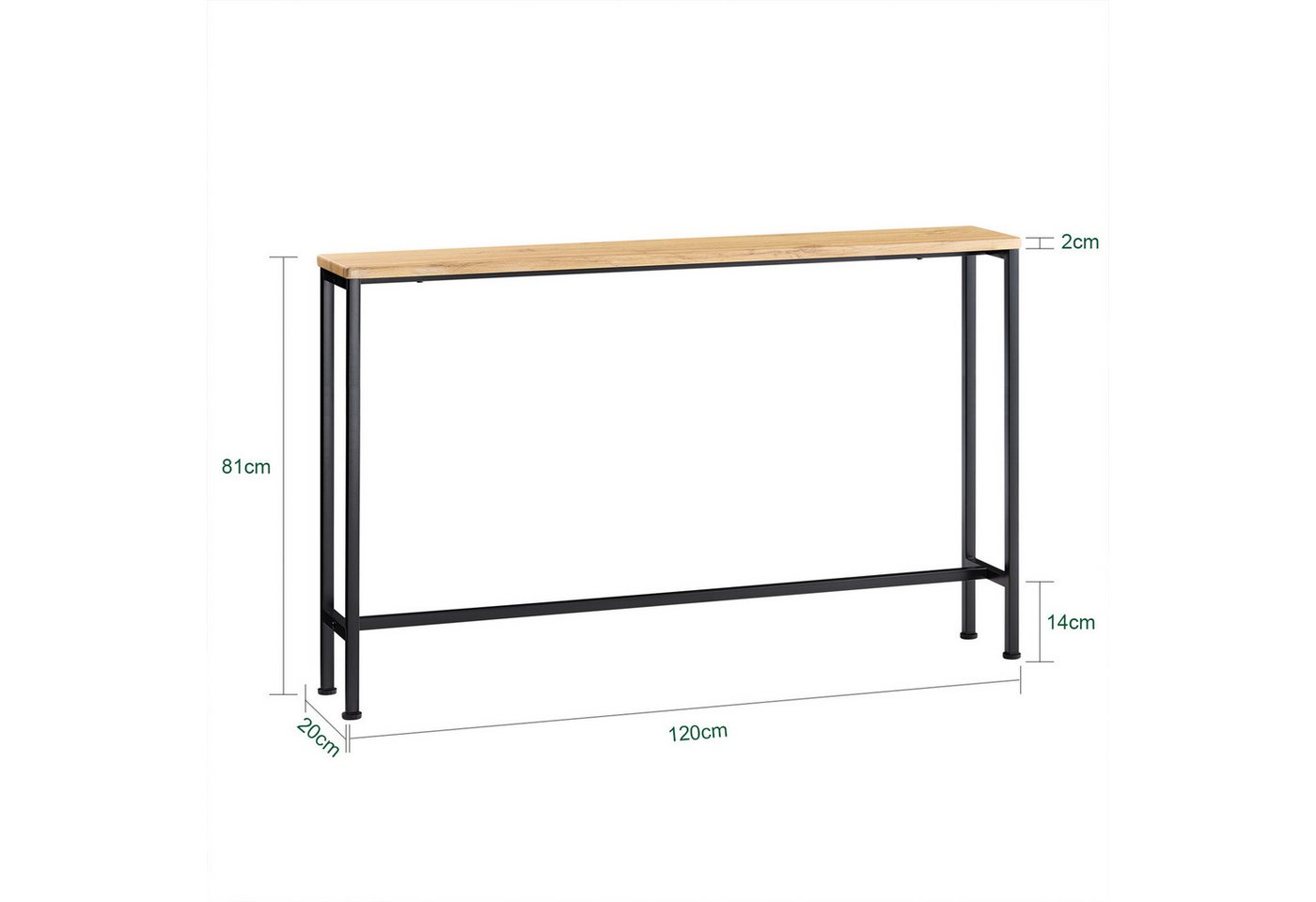 SoBuy Konsolentisch FSB19-XL, Flurtisch schmal, Beistelltisch, Sofatisch Sideboard, Konsolentisch, für Flur Möbel, Büro, schmales Design, Breite 120 cm – Bild 4 von 5