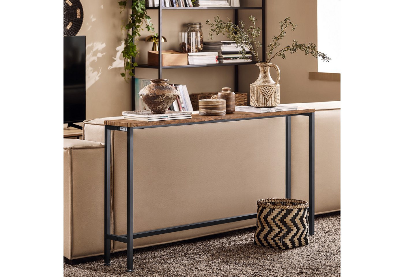 SoBuy Konsolentisch FSB19-XL, Flurtisch schmal, Beistelltisch, Sofatisch Sideboard, Konsolentisch, für Flur Möbel, Büro, schmales Design, Breite 120 cm – Bild 3 von 5