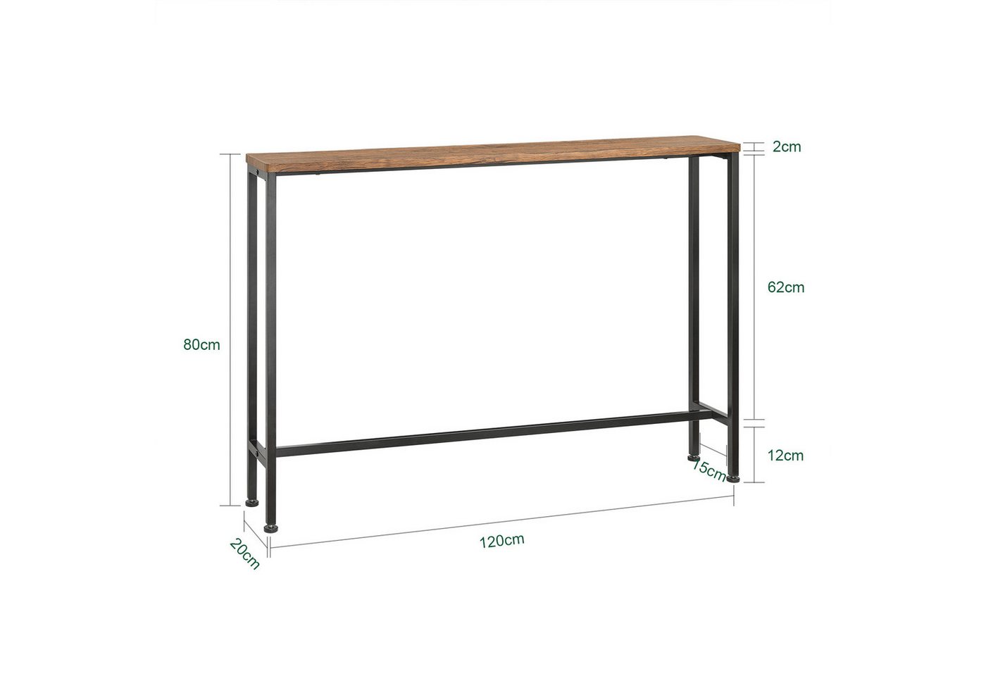 SoBuy Konsolentisch FSB19-XL, Flurtisch schmal, Beistelltisch, Sofatisch Sideboard, Konsolentisch, für Flur Möbel, Büro, schmales Design, Breite 120 cm – Bild 4 von 5