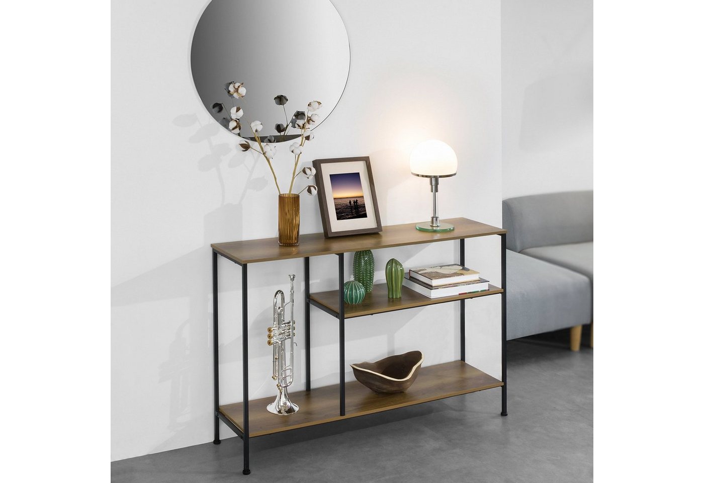SoBuy Konsolentisch FSB35, mit 3 Ablagen Metall Flurtisch Dekotisch Sideboard Beistelltisch – Bild 3 von 5