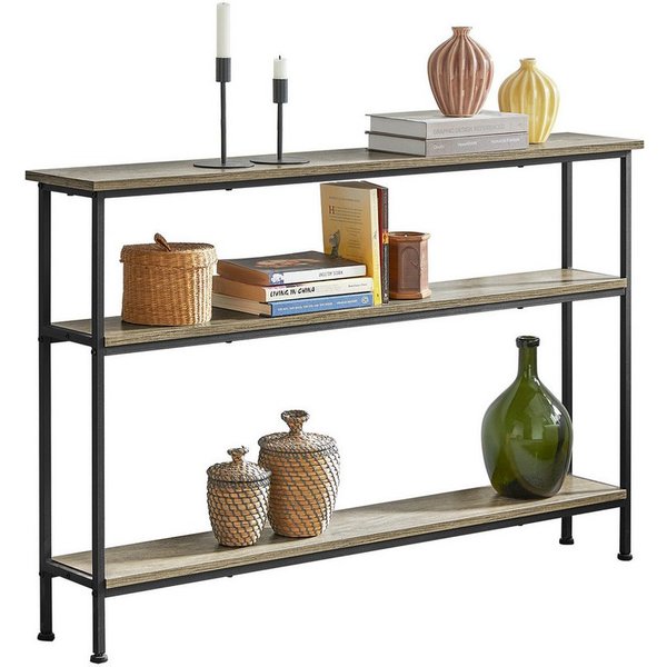 SoBuy Konsolentisch FSB49, schmaler Sofatisch, Breite 120cm, für Wohnzimmer, Flur, Büro, mit 3 Ablagen Flurtisch Dekotisch Sideboard schmaler Beistelltisch