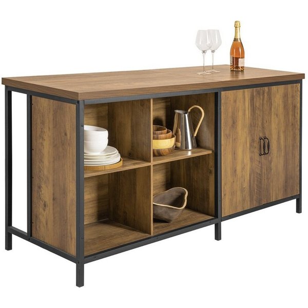 SoBuy Küchenbuffet KNL01, Vitrinenschrank Buffet Küchenarbeitsblock Arbeitsinsel Kücheninsel freistehend Küchenschrank Highborad Kommode Sideboard