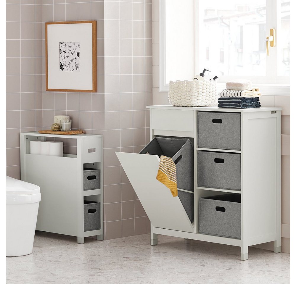 SoBuy Küchenregal BZR83, Nischenregal mit 2 abnehmbaren grauen Körben Badschrank – Bild 3 von 5