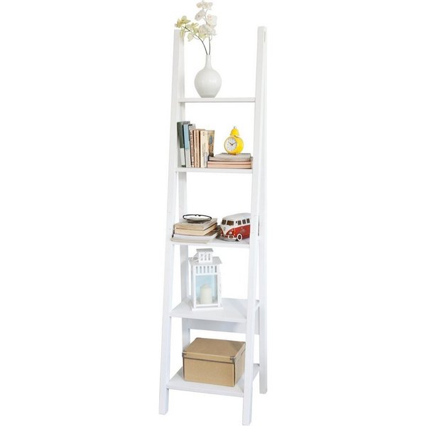 SoBuy Leiterregal FRG101, Badezimmerregal Schuhregal Pflanzenregal Balkonregal, Wandregal Badrega Standregal Bücherregal mit fünf Böden