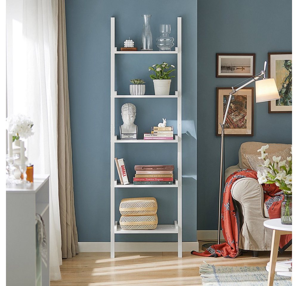 SoBuy Leiterregal FRG17, Wohnzimmer, Schlafzimmer, Küche, Standregal Bücherregal Badregal Wandregal mit 5 Ebenen – Bild 2 von 5