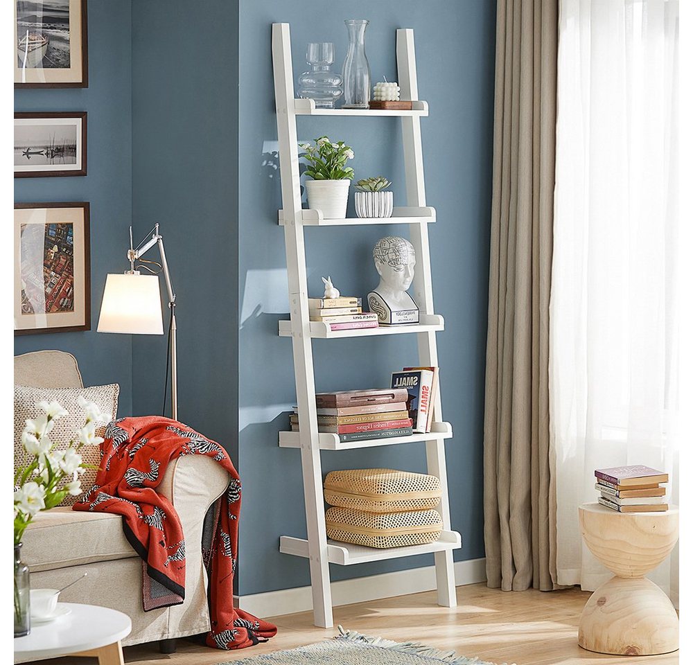 SoBuy Leiterregal FRG17, Wohnzimmer, Schlafzimmer, Küche, Standregal Bücherregal Badregal Wandregal mit 5 Ebenen – Bild 3 von 5