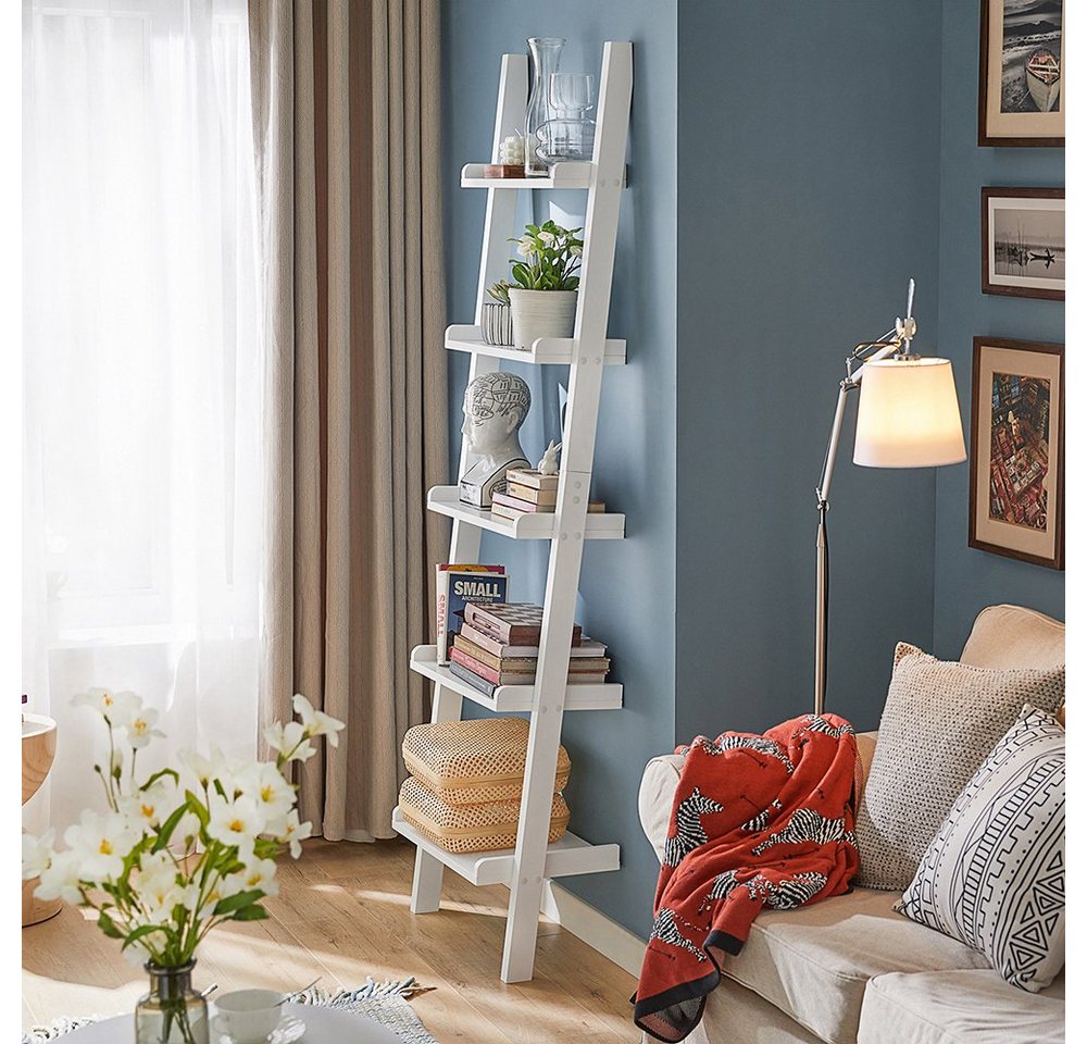 SoBuy Leiterregal FRG17, Wohnzimmer, Schlafzimmer, Küche, Standregal Bücherregal Badregal Wandregal mit 5 Ebenen – Bild 4 von 5