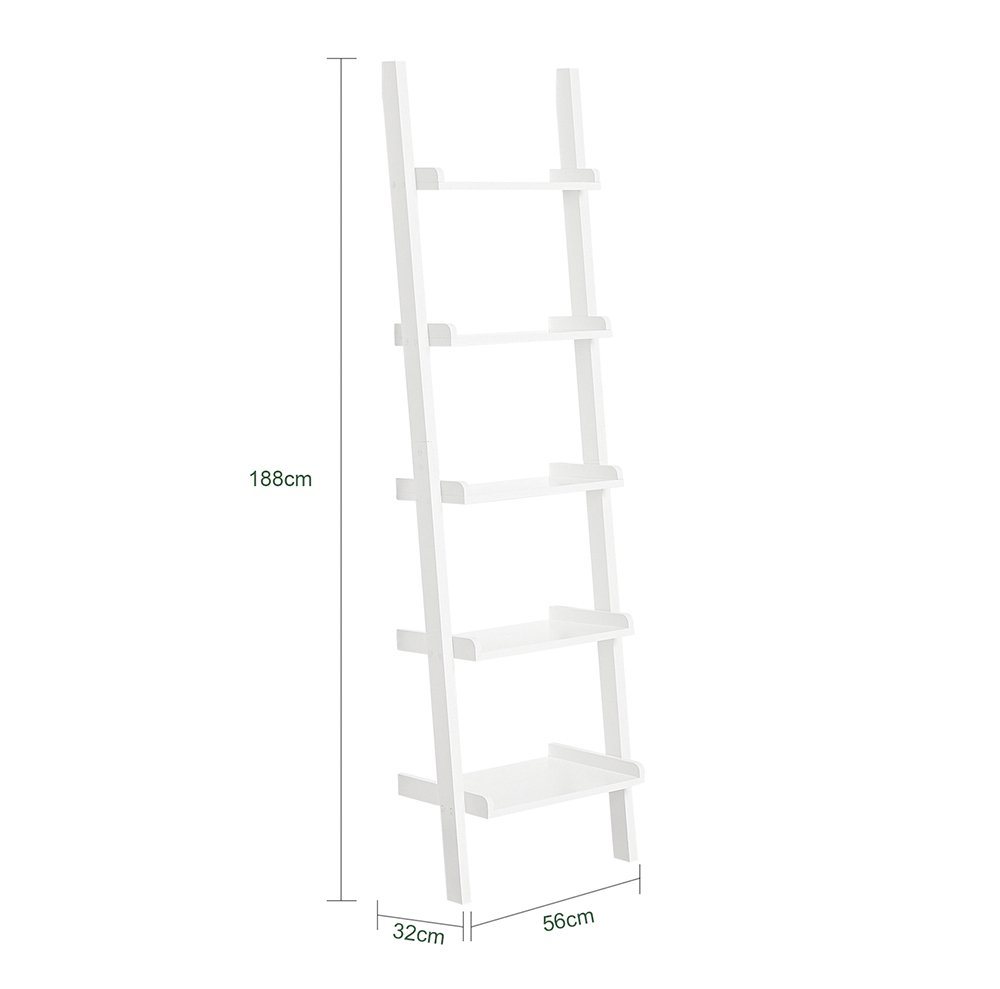 SoBuy Leiterregal FRG17, Wohnzimmer, Schlafzimmer, Küche, Standregal Bücherregal Badregal Wandregal mit 5 Ebenen – Bild 5 von 5