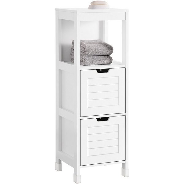 SoBuy Midischrank FRG127, Badezimmerregal mit 2 Körben Badschrank schmal Badregal Badkommode Kommode Badezimmerschrank aus Holz Eckschrank Badezimmer