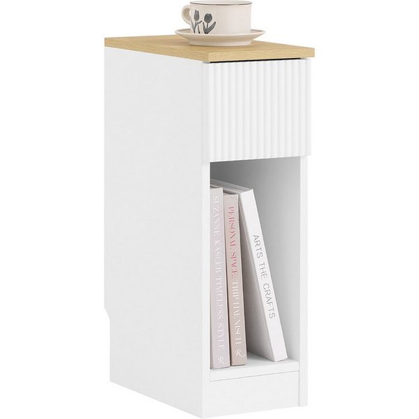 SoBuy Nachttisch FBT111, Nachtschrank kleiner Beistelltisch 20cm Breite, Nightstand, Nachttisch schmal, mit Schublade, Schlafzimmer Wohnzimmer kleine Räume