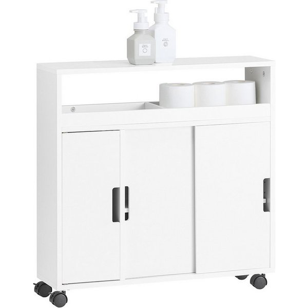 SoBuy Regal BZR31/BZR02, Nischenregal Badezimmerschrank mit Rollen Badschrank, Nischenschrank Badrollwagen Badezimmerregal Nischenwagen Küchenregal