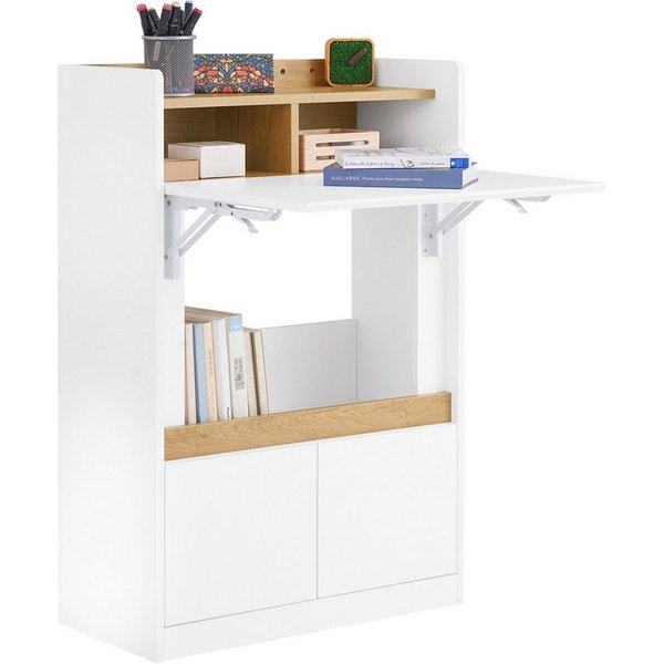 SoBuy Regal-Schreibtisch FWT109, Gaming Tisch Kleiner Computertisch Bürotisch für Homeoffice, Schreibtisch klappbar Computertisch mit Ablagen Arbeitstisch