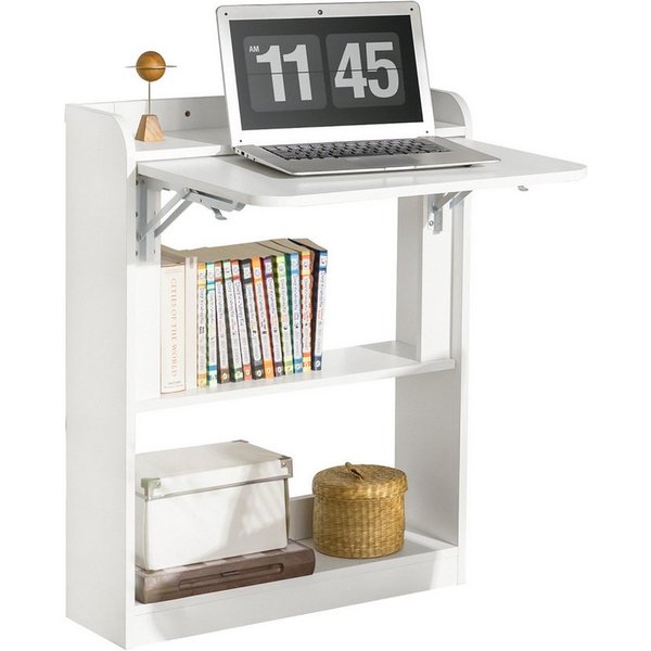 SoBuy Regal-Schreibtisch FWT92, Klapptisch Schreibtisch klein mit Regal, Gaming Tisch, Nähtisch, Computertisch klein, Küchentisch Laptoptisch für Home Office, K