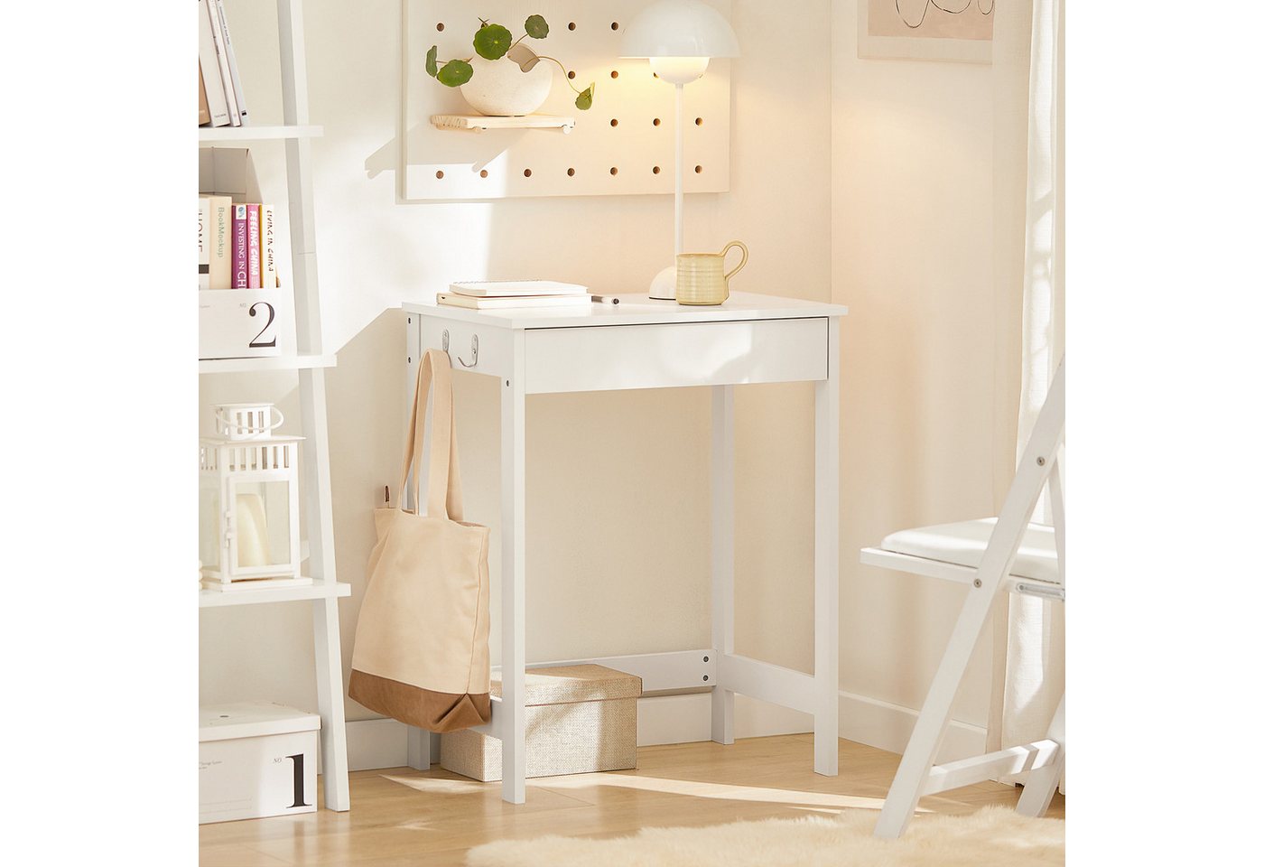 SoBuy Schreibtisch FWT43, Bürotisch, Tisch, Eckschreibtisch, Computertisch Arbeitstisch mit einer Schublade und 2 Haken, Homeoffice – Bild 3 von 5