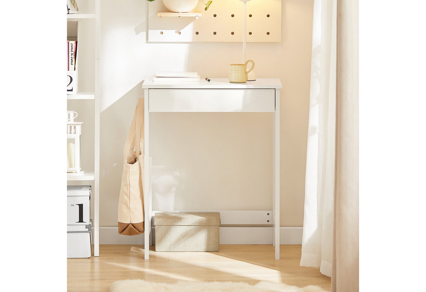 SoBuy Schreibtisch FWT43, Bürotisch, Tisch, Eckschreibtisch, Computertisch Arbeitstisch mit einer Schublade und 2 Haken, Homeoffice – Bild 4 von 5