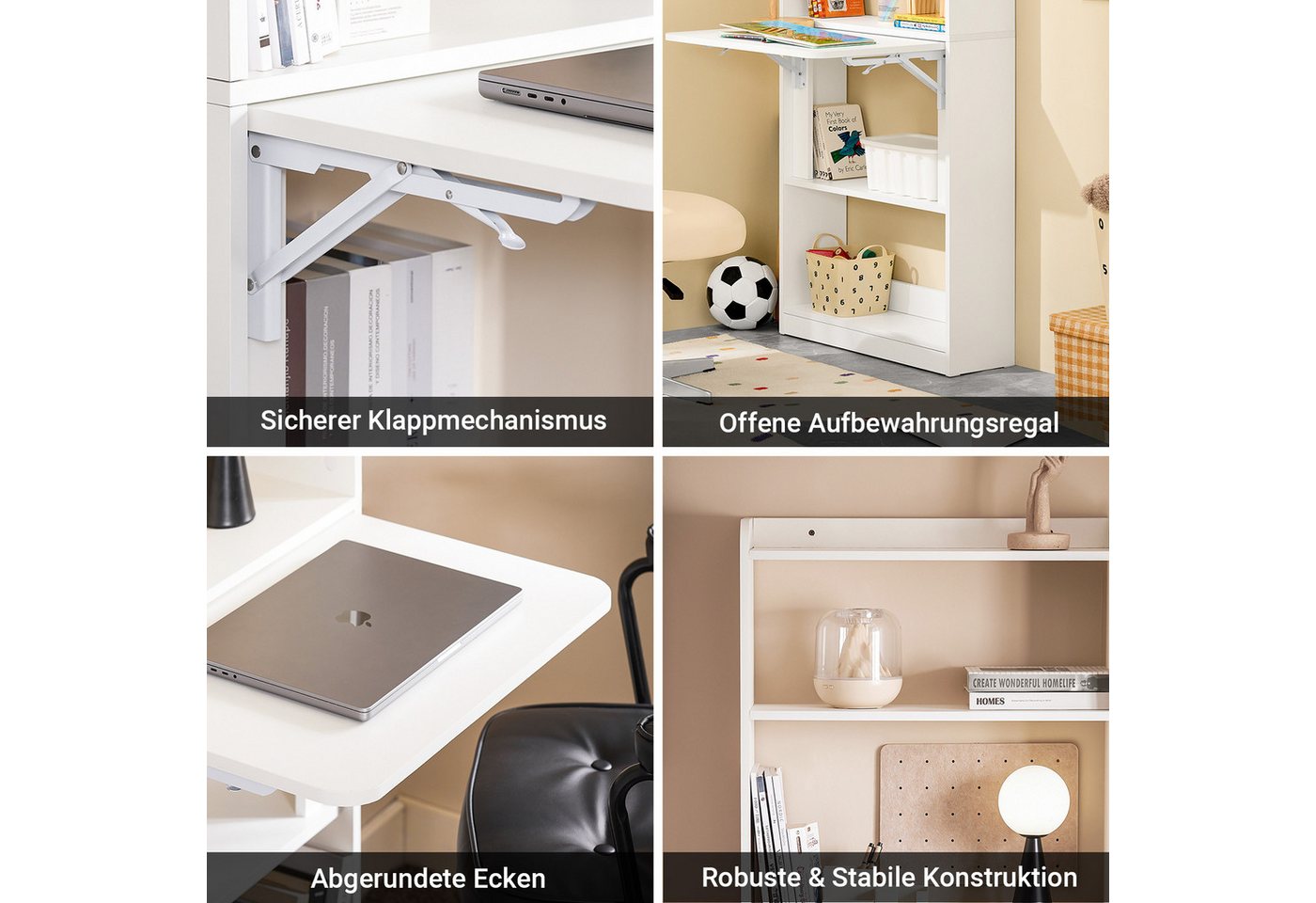 SoBuy Schreibtisch FWT92-H, Computertisch klappbar Klapptisch Arbeitstisch Bürotisch Wandtisch – Bild 5 von 5